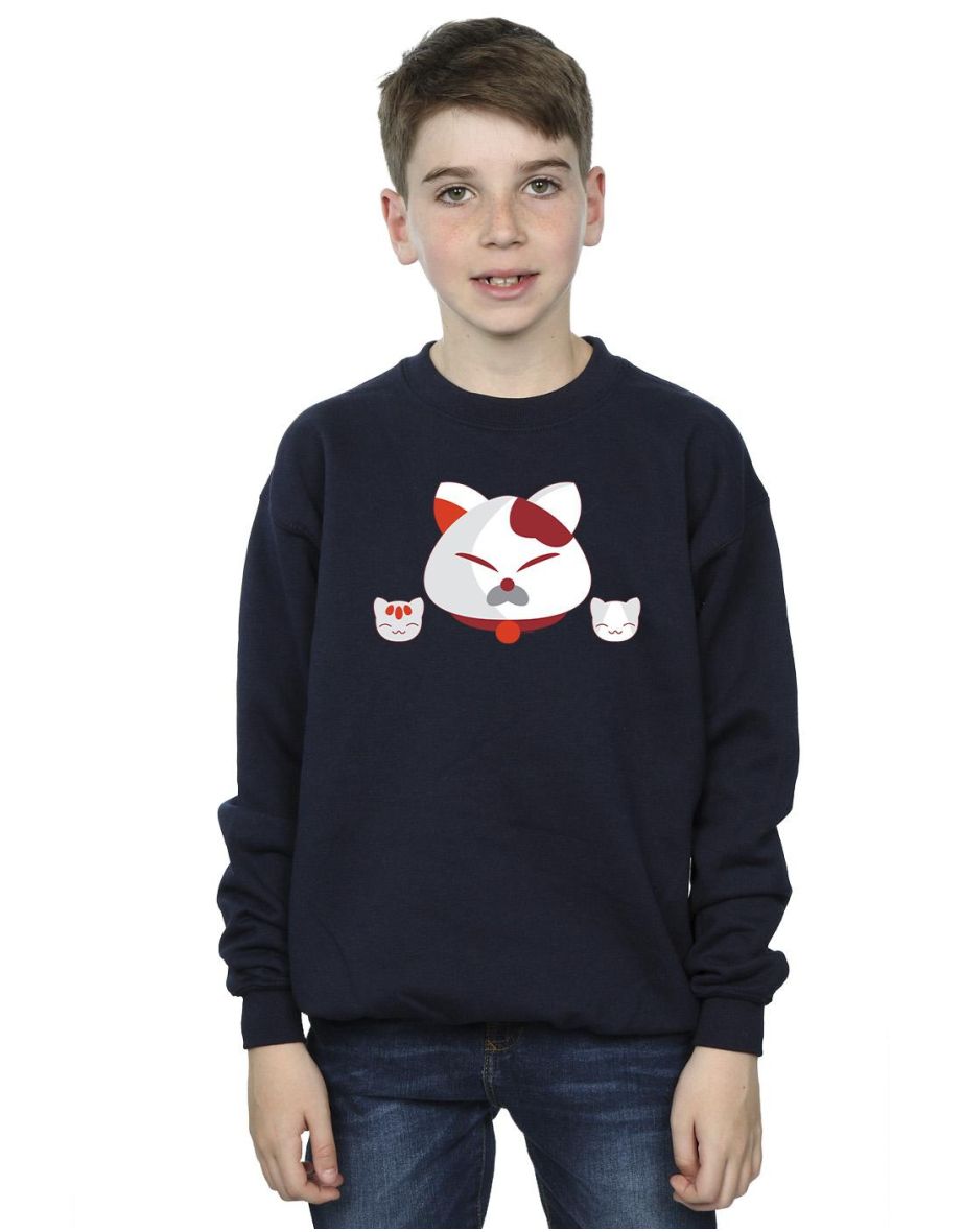 Disney Boys Big Hero 6 Baymax Kitten Heads Sweatshirt - Navy Blue
