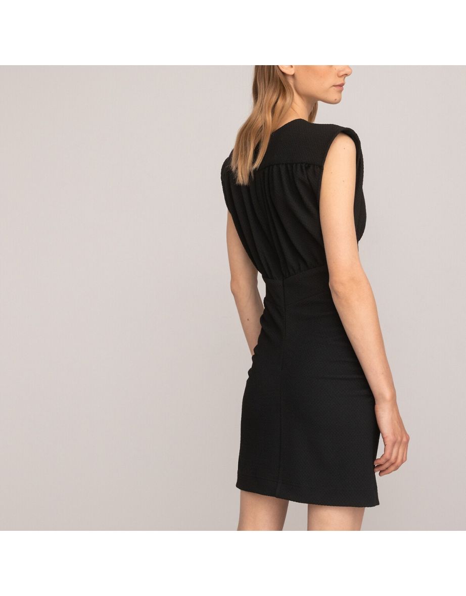 Mini Pencil Dress with V-Neck - 3