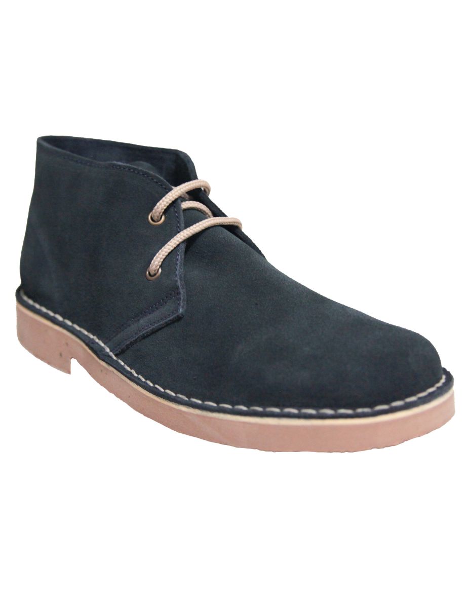 Roamers Mens Real Suede Unlined Desert Boots - Navy