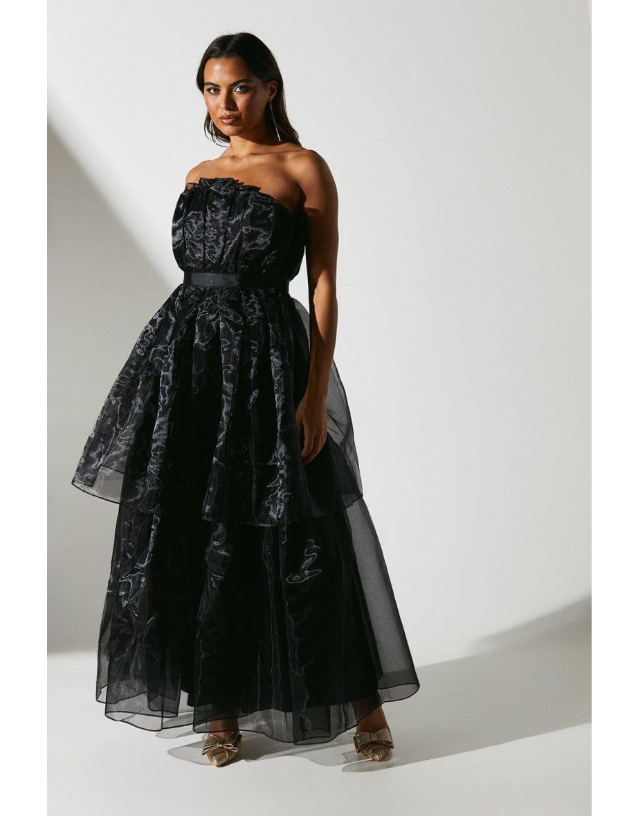 Organza Fan Bodice Gown