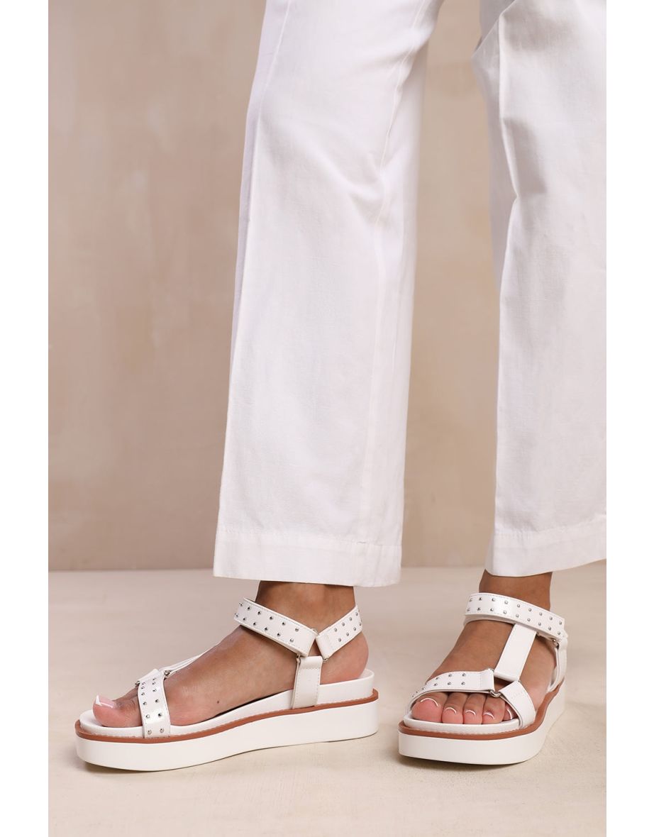 HAWAII MULTI STRAP SANDAL WITH STUD DETAIL IN WHITE