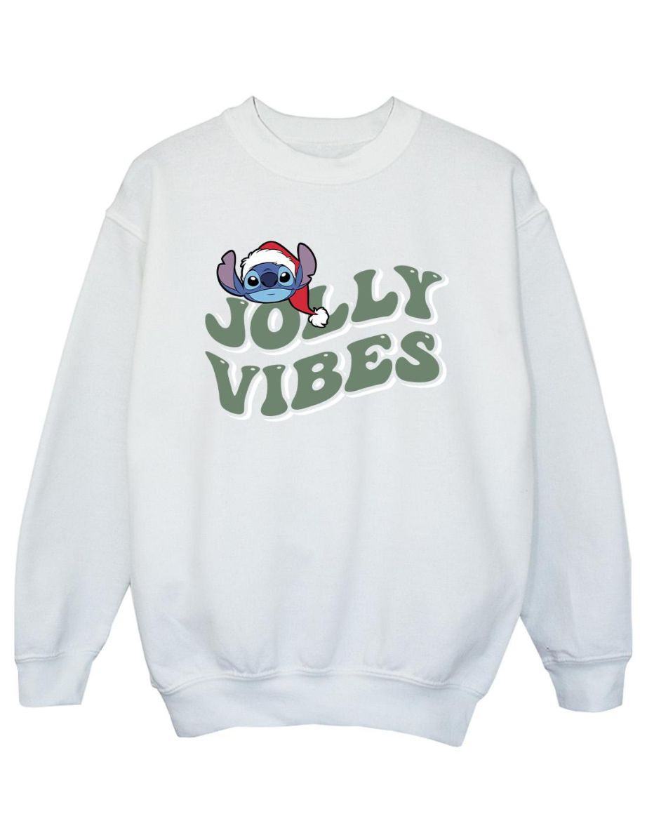 Disney Girls Lilo & Stitch Jolly Chilling Vibes Sweatshirt - White