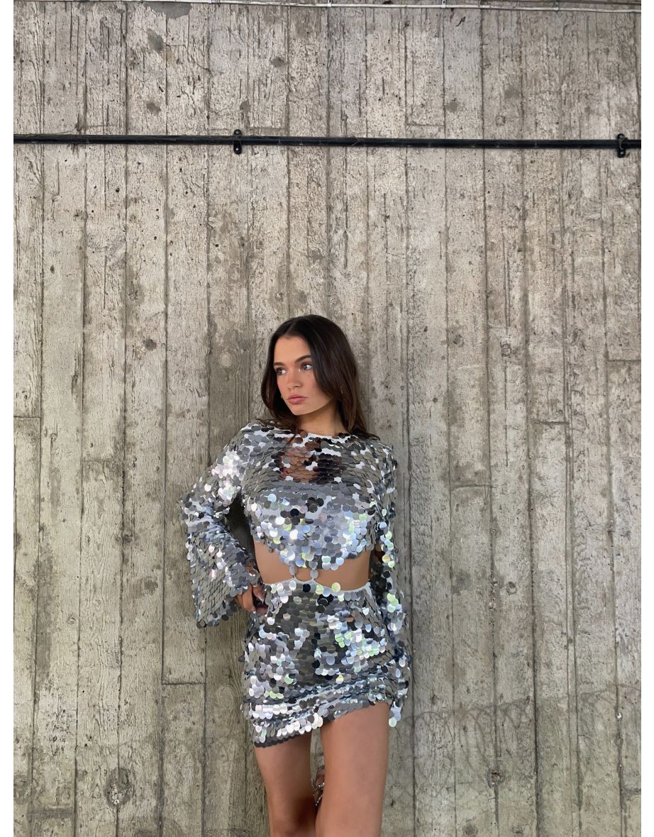 Piper Cut-Out Mini Dress - Silver - 3