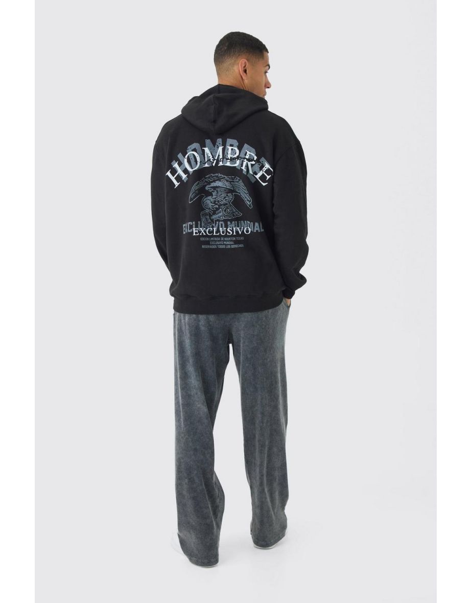 Oversized Hombre Eagle Printed Hoodie - black - 2