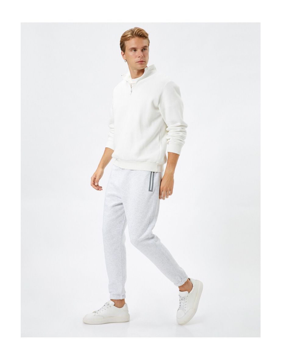 Jogger Sweatpants With Lace-Up Waist, Zipper Pocket Detailed.