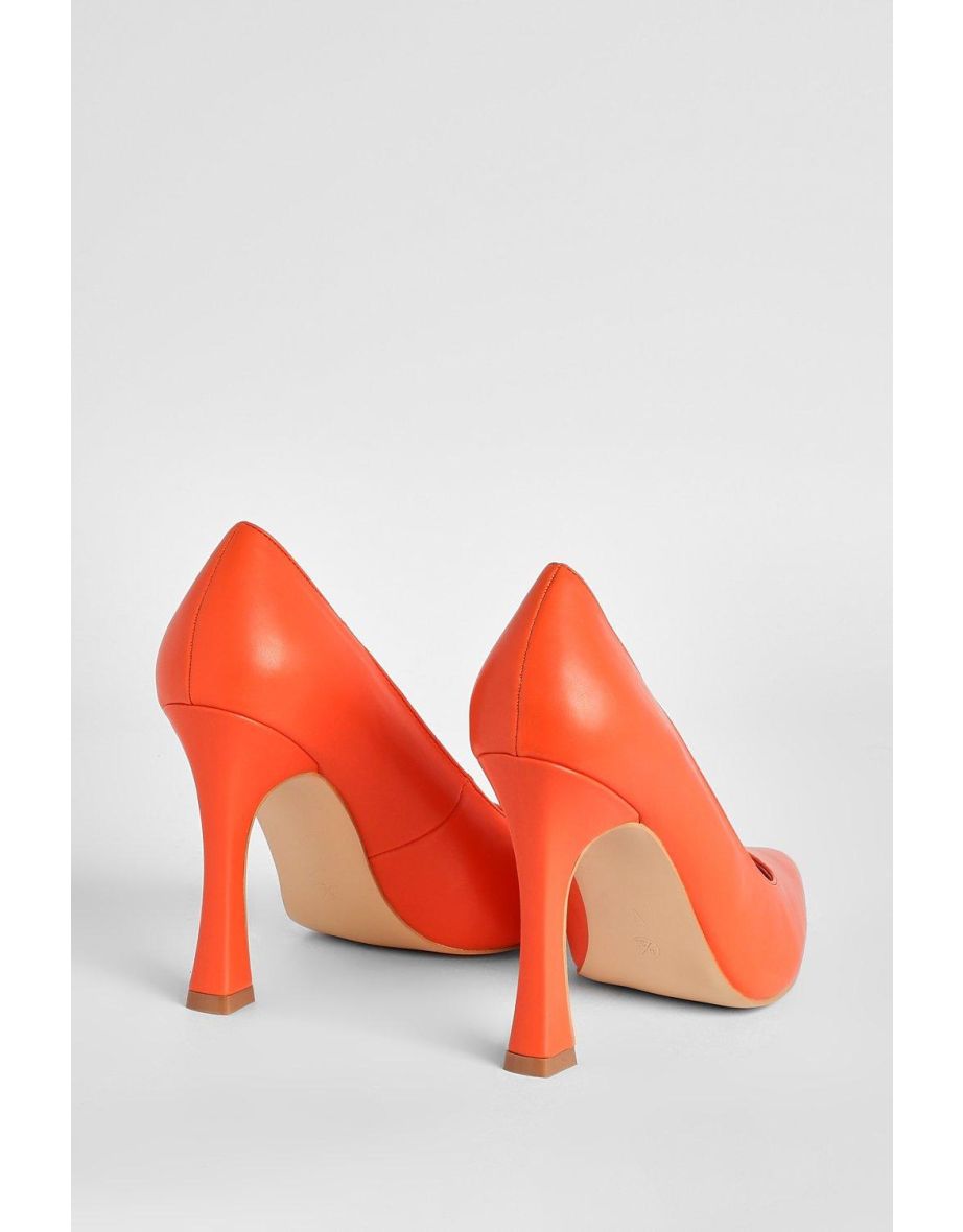 Wide Fit Pointed Stiletto Court Shoe - orange - 3