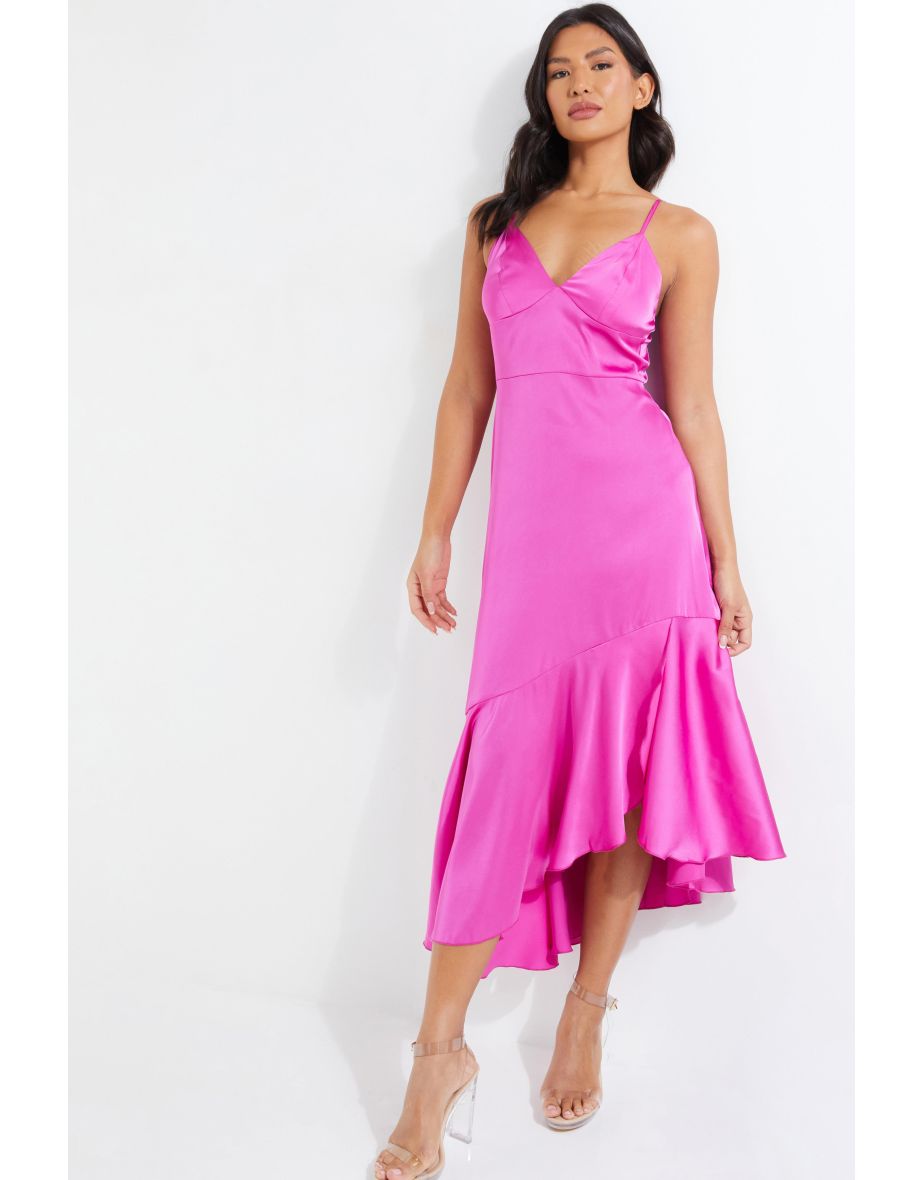 Oasis satin asymmetric midi clearance dress