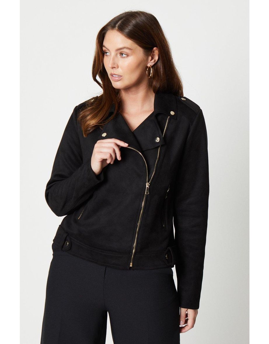 Principles by Debenhams Suedette Bounded Black Biker Jacket