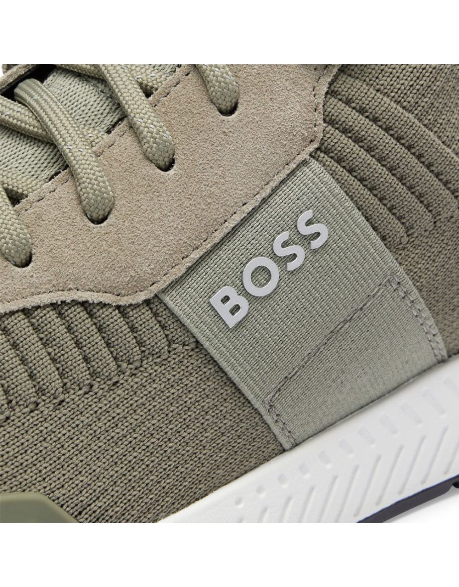 Men's Boss Titanium Running Trainers in Green - 4