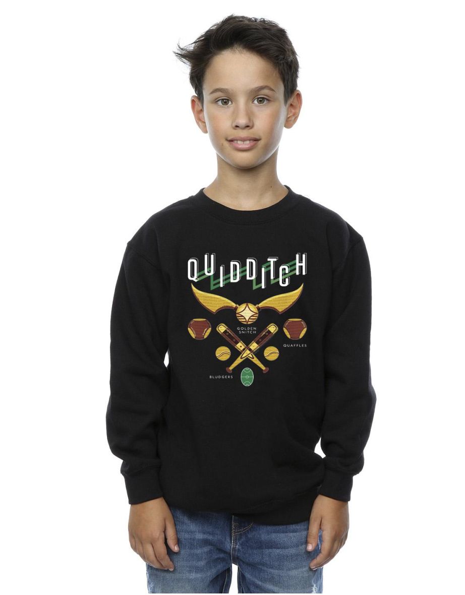 Harry Potter Boys Quidditch Bludgers Quaffles Sweatshirt - Black