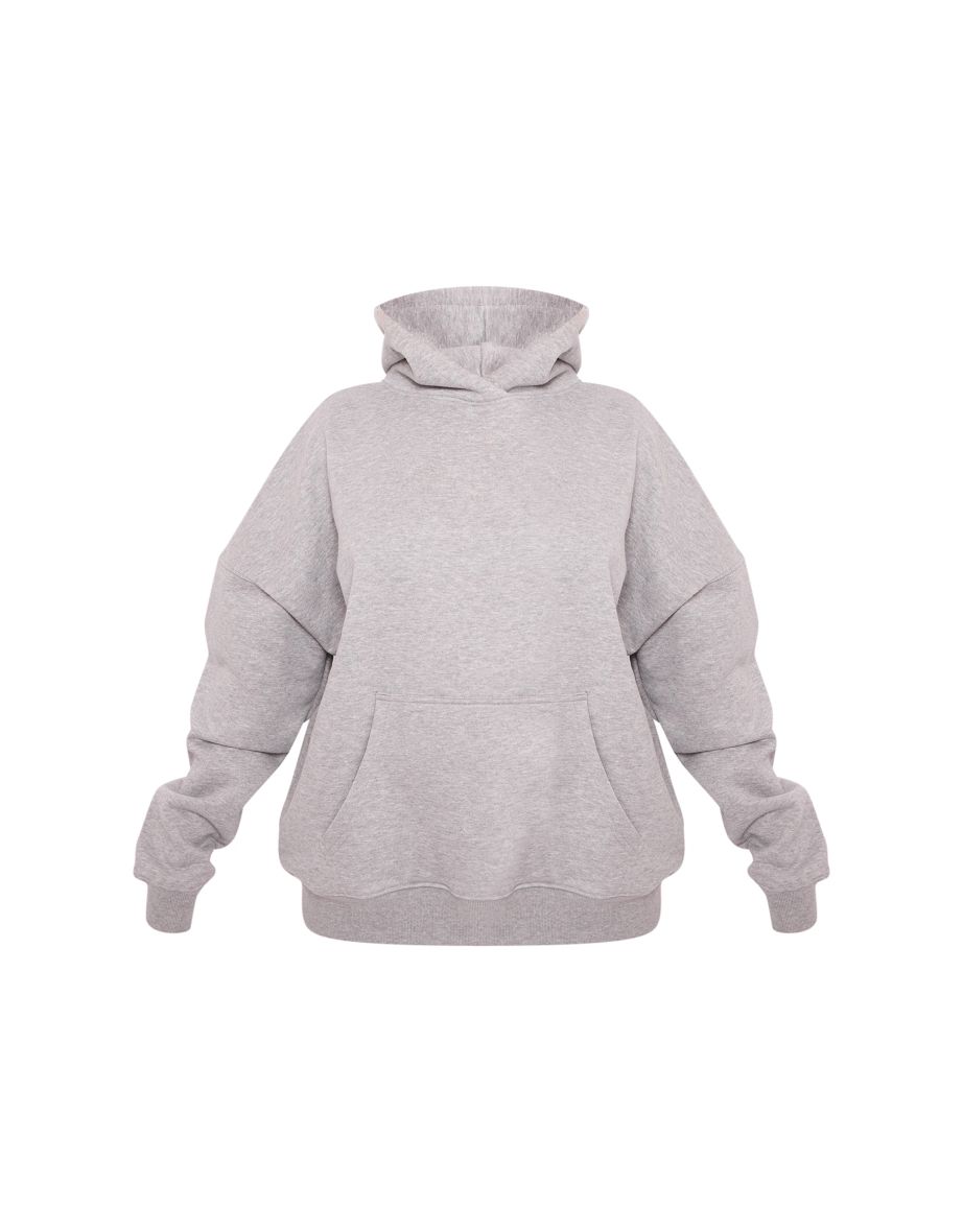 Ash Grey Oversized Main Character Energy Puff Print Hoodie - 4