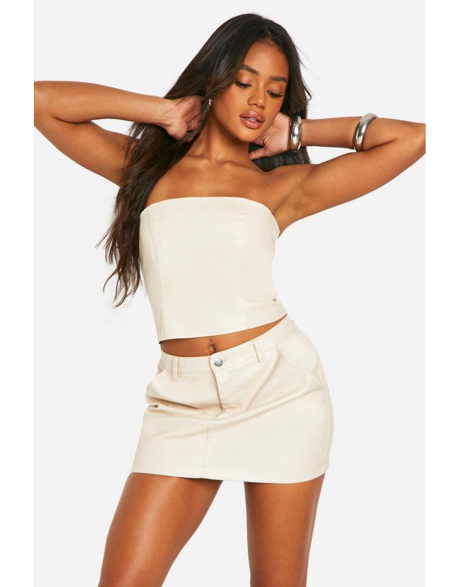 Faux Leather Bandeau Corset Top
