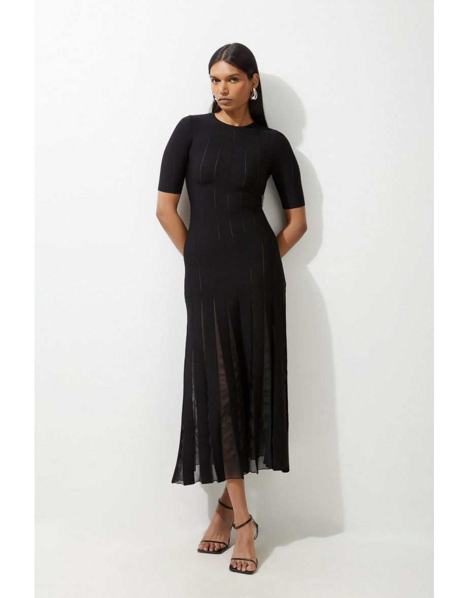 Viscose Blend Filament Full Skirt Knit Dress