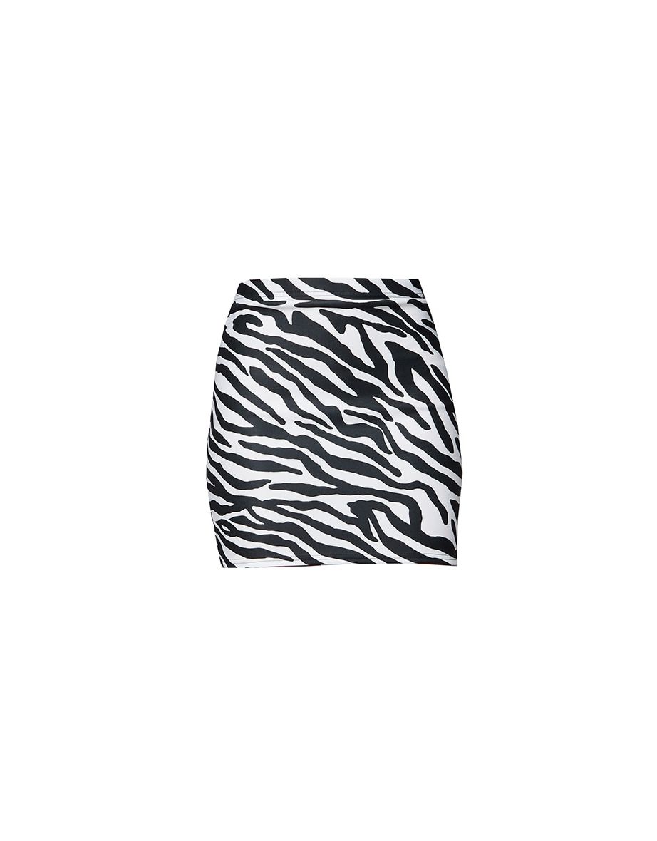 Multi Zebra Printed Stretch Woven Mini Skirt - 5