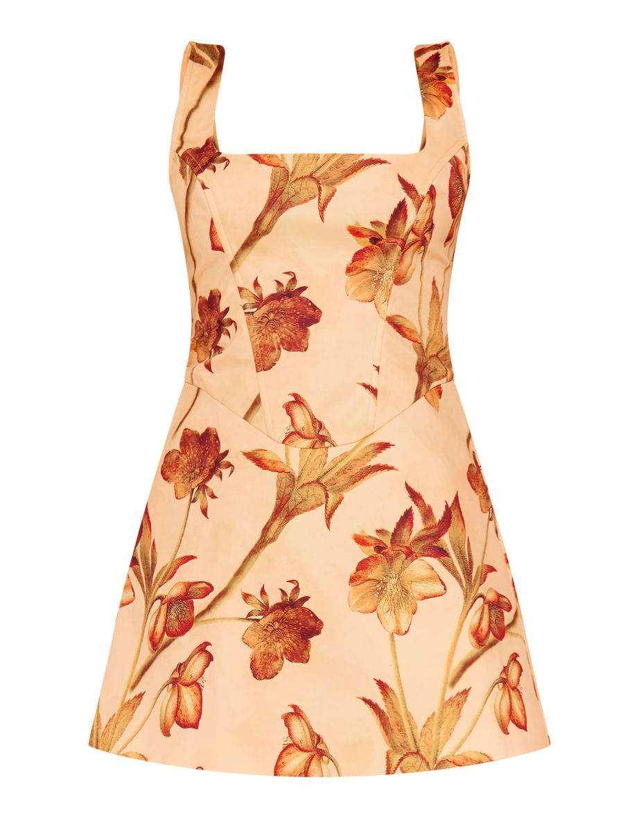 Nude Floral Corset A Line Shift Dress - 4