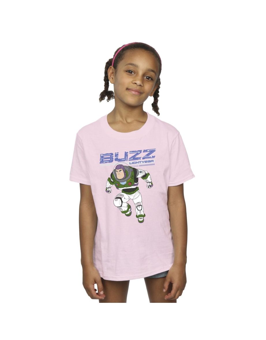 Disney Girls Lightyear Buzz Jump To Action Cotton T-Shirt - Baby Pink