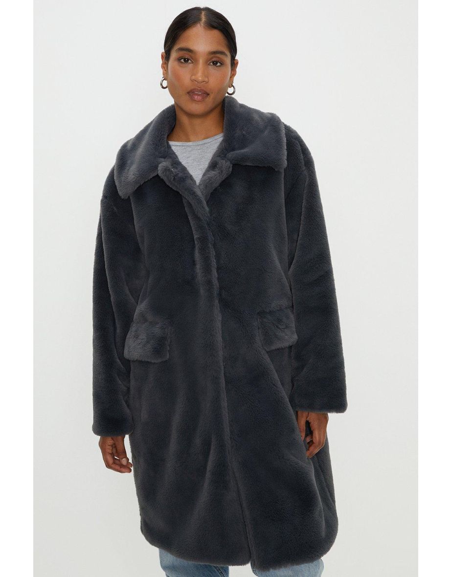 Grey fur outlet coat dorothy perkins