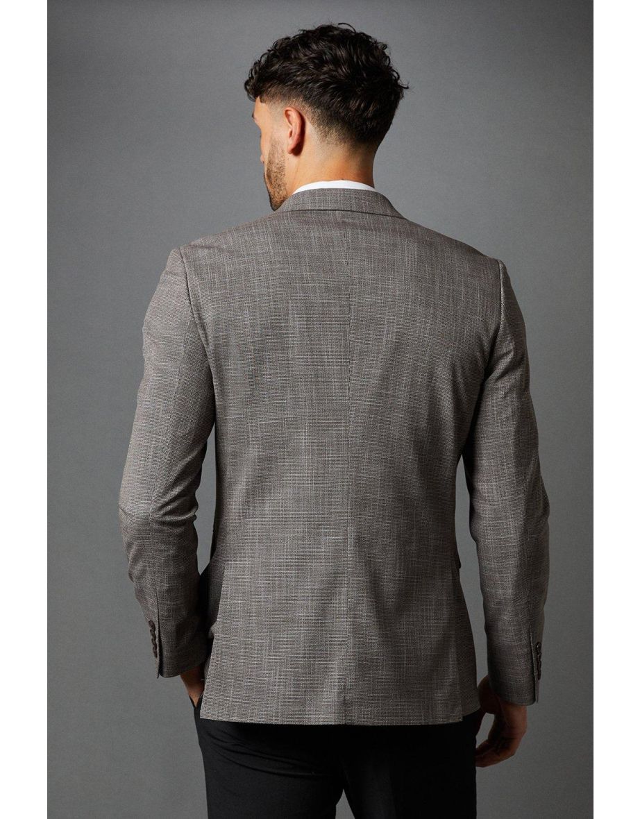 Charcoal Puppytooth Check Suit Jacket - 2