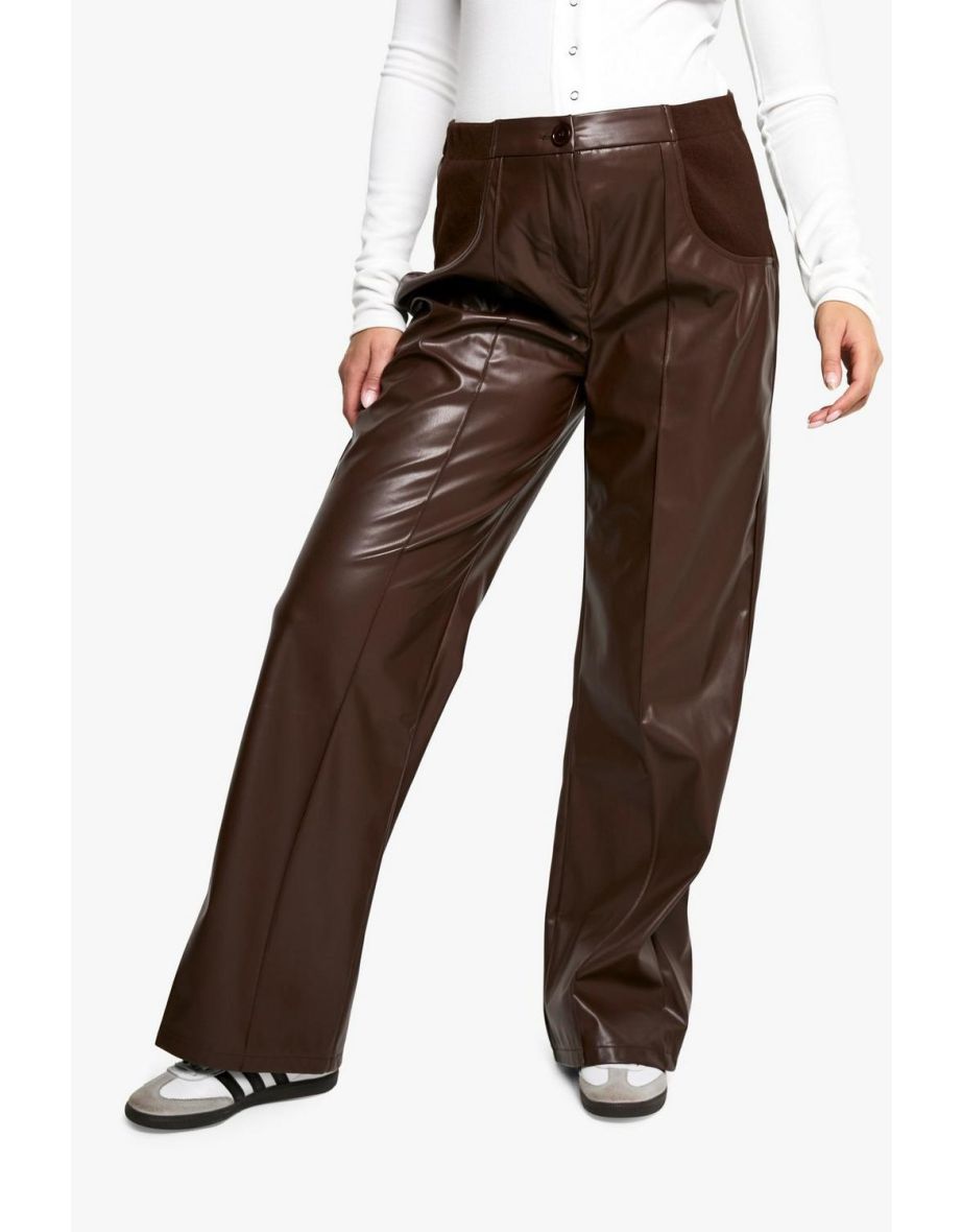 Maternity Over Bump Seam Detail Pu Slim Fit Trouser - 3