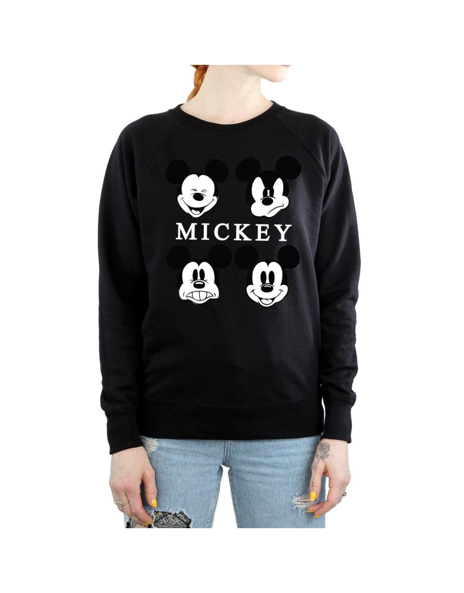 Disney Womens/Ladies Mickey Mouse Head Sweatshirt - Black - 3
