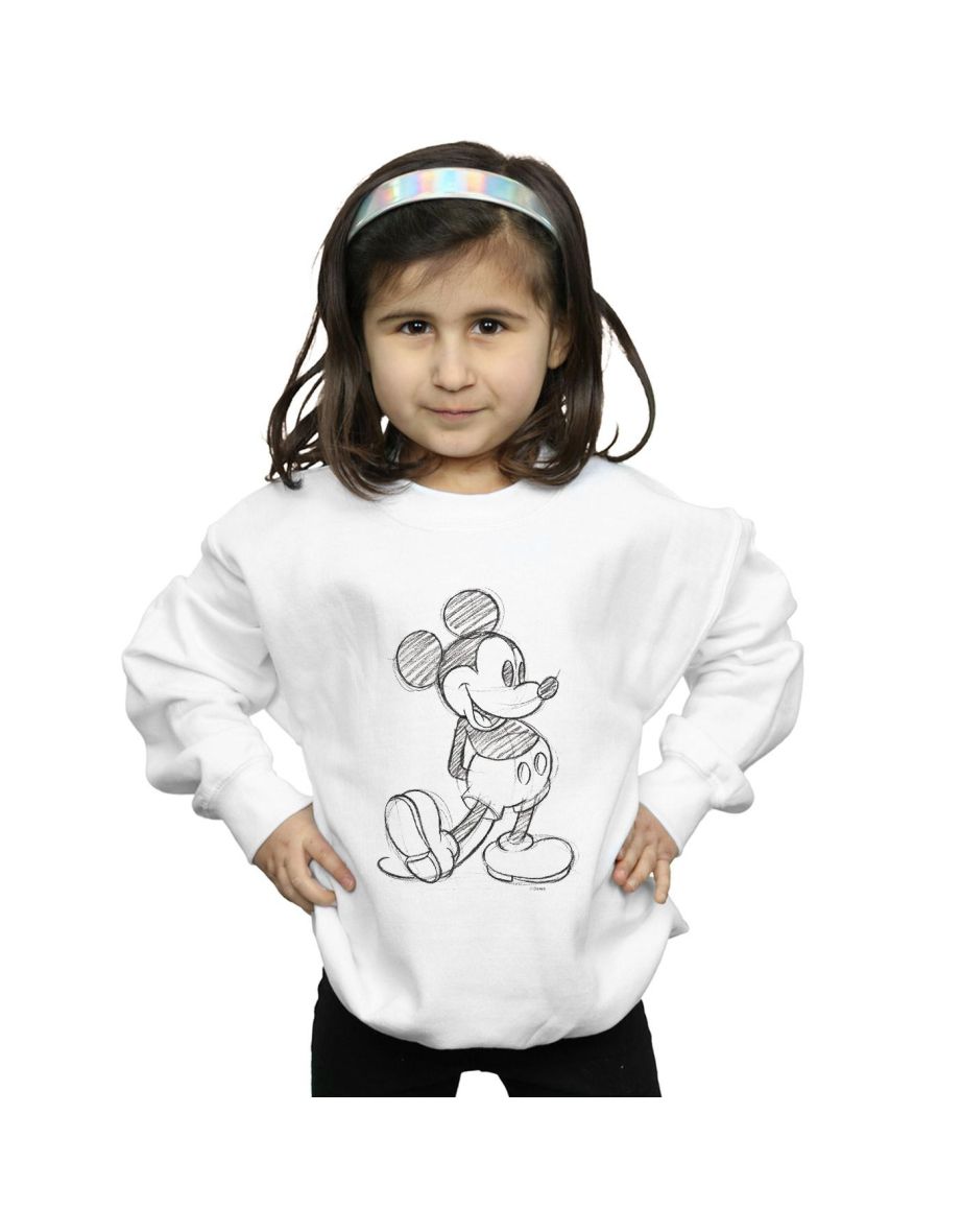 Disney Girls Mickey Mouse Sketch Kick Sweatshirt - White
