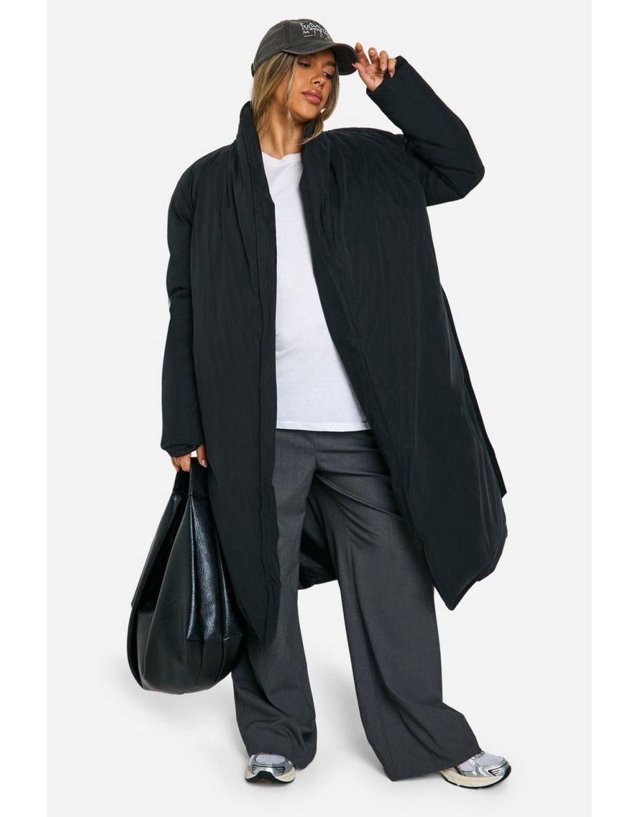 Maternity Belted Duvet Puffer Coat - black