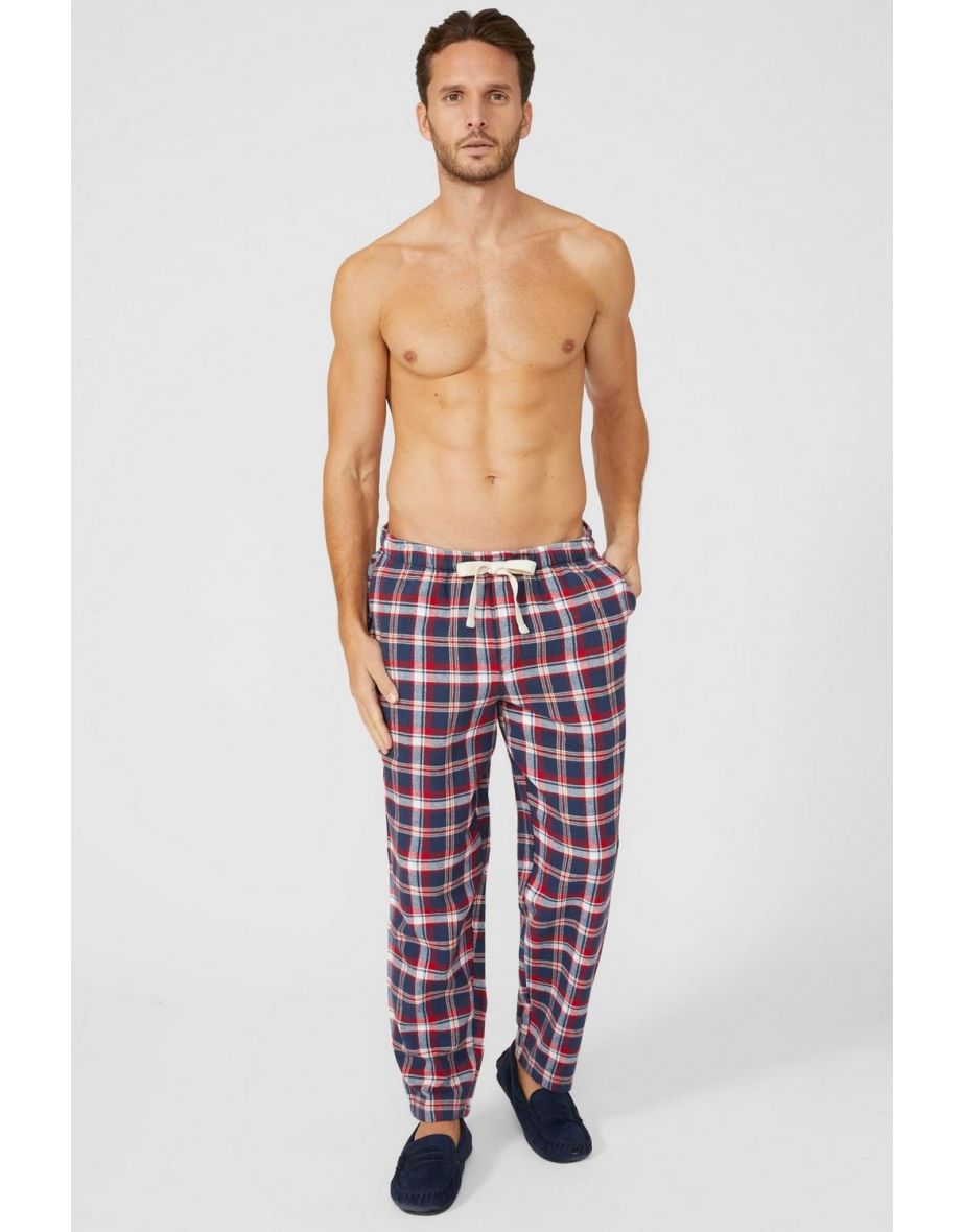 Check Brushed Twill Woven Loungepant - red
