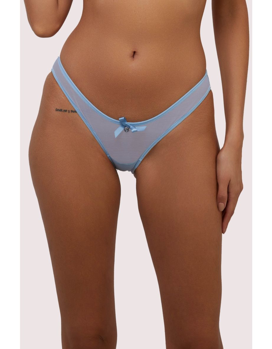Lulu Baby Blue Diamanté Marabou Brief - 3