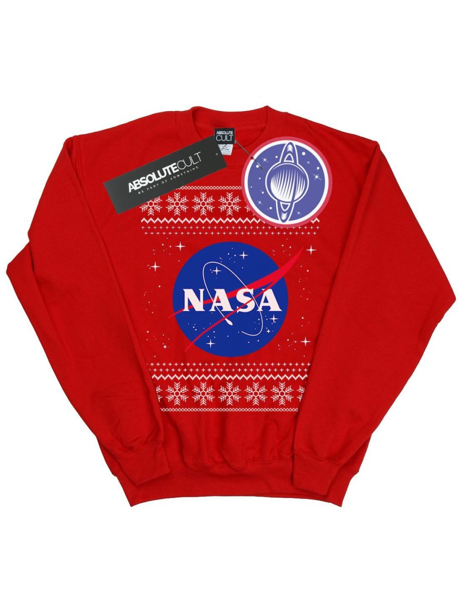 NASA Boys Classic Fair Isle Sweatshirt - Red - 1