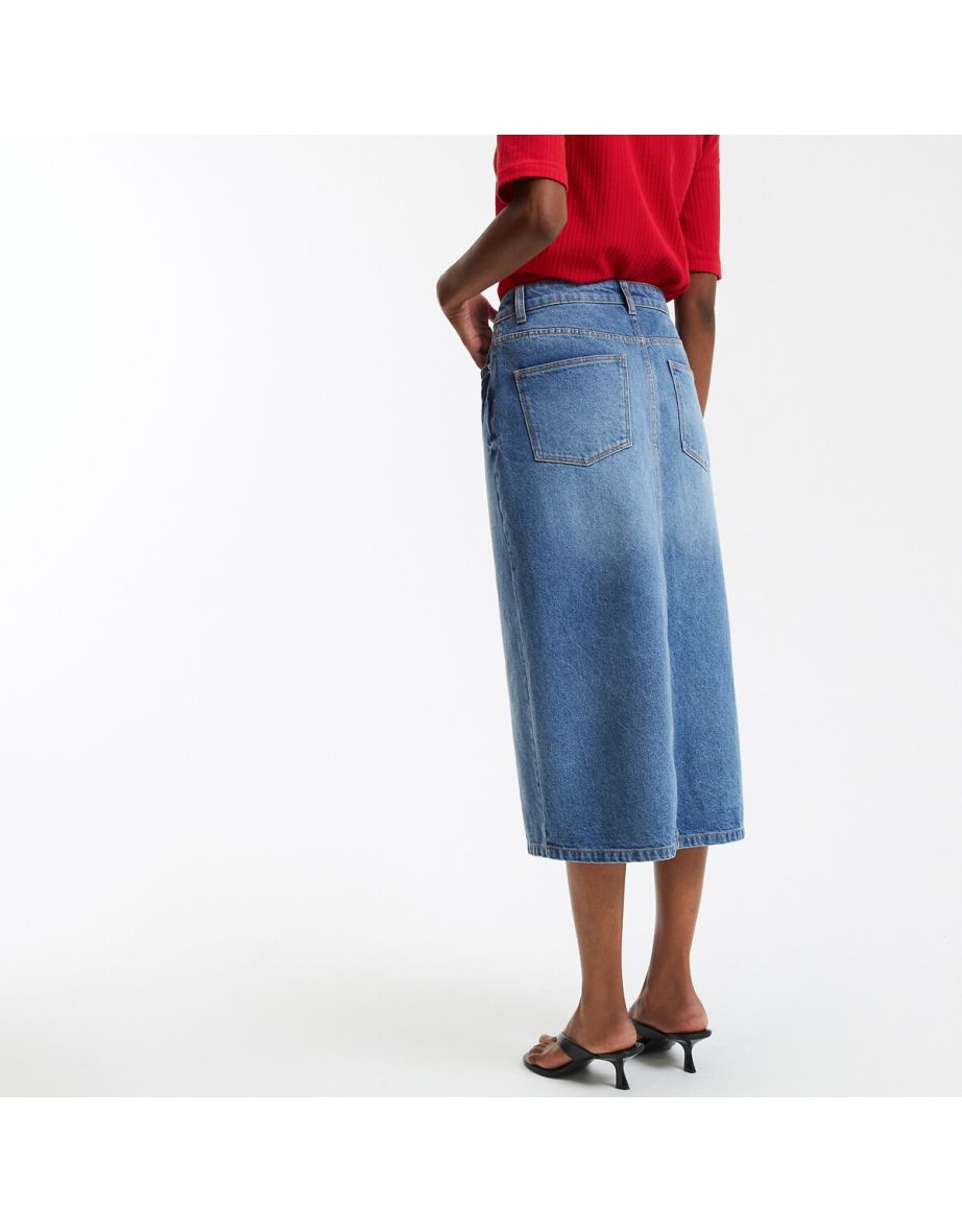 Shift Midi Skirt in Denim - 3