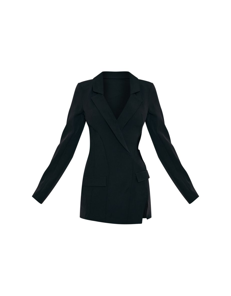 Black One Sided Cut Out Blazer Dress - 4