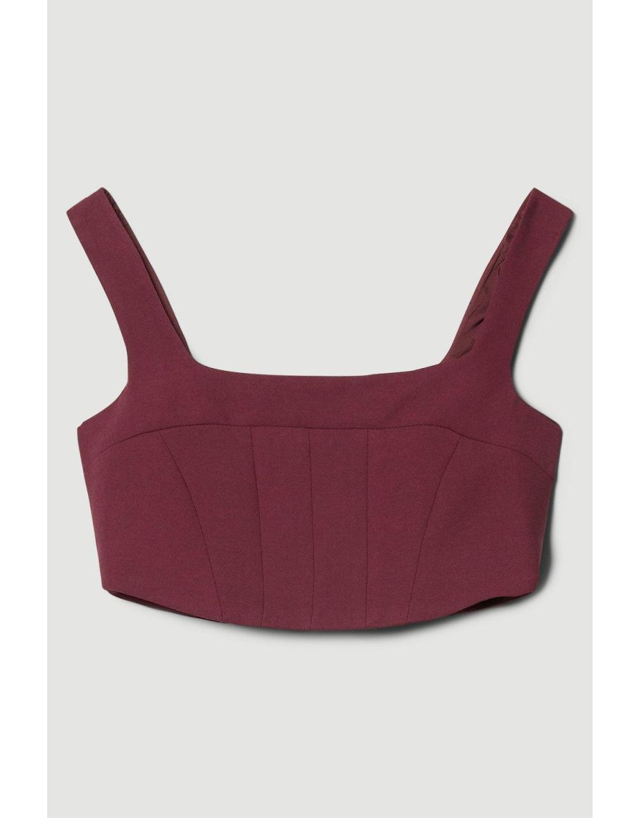 Structured Crepe Corset Bralet Top - 3