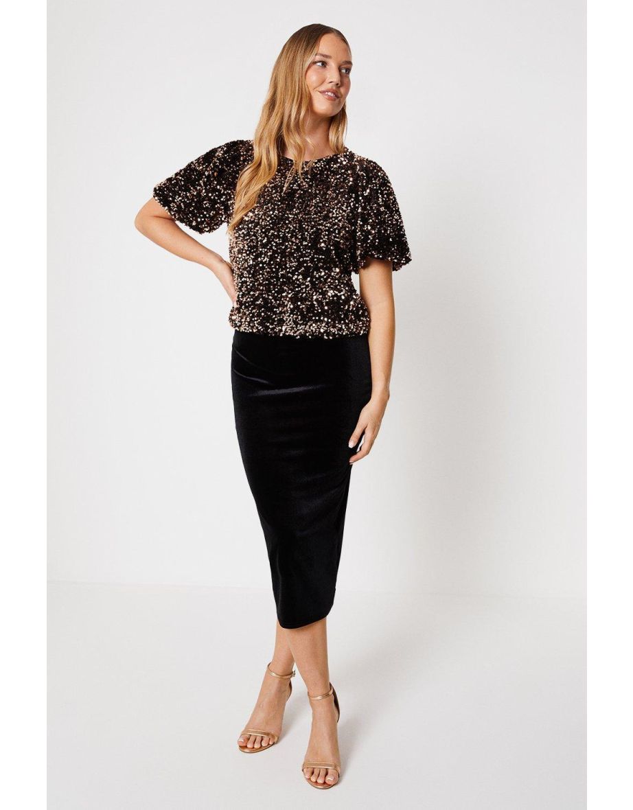 Velvet Midi Skirt - 3