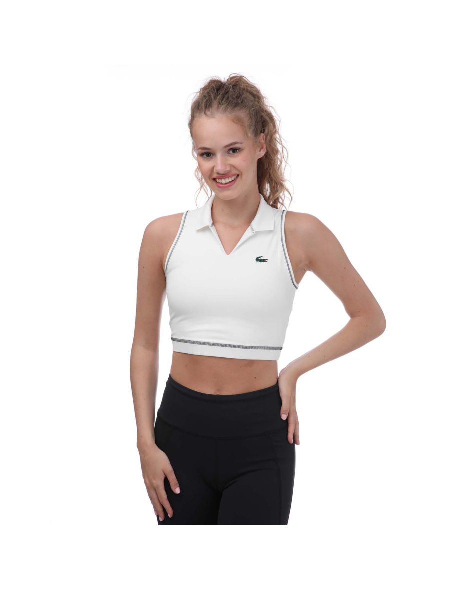 Women's Lacoste Sport Polo Style Sports Bra in White