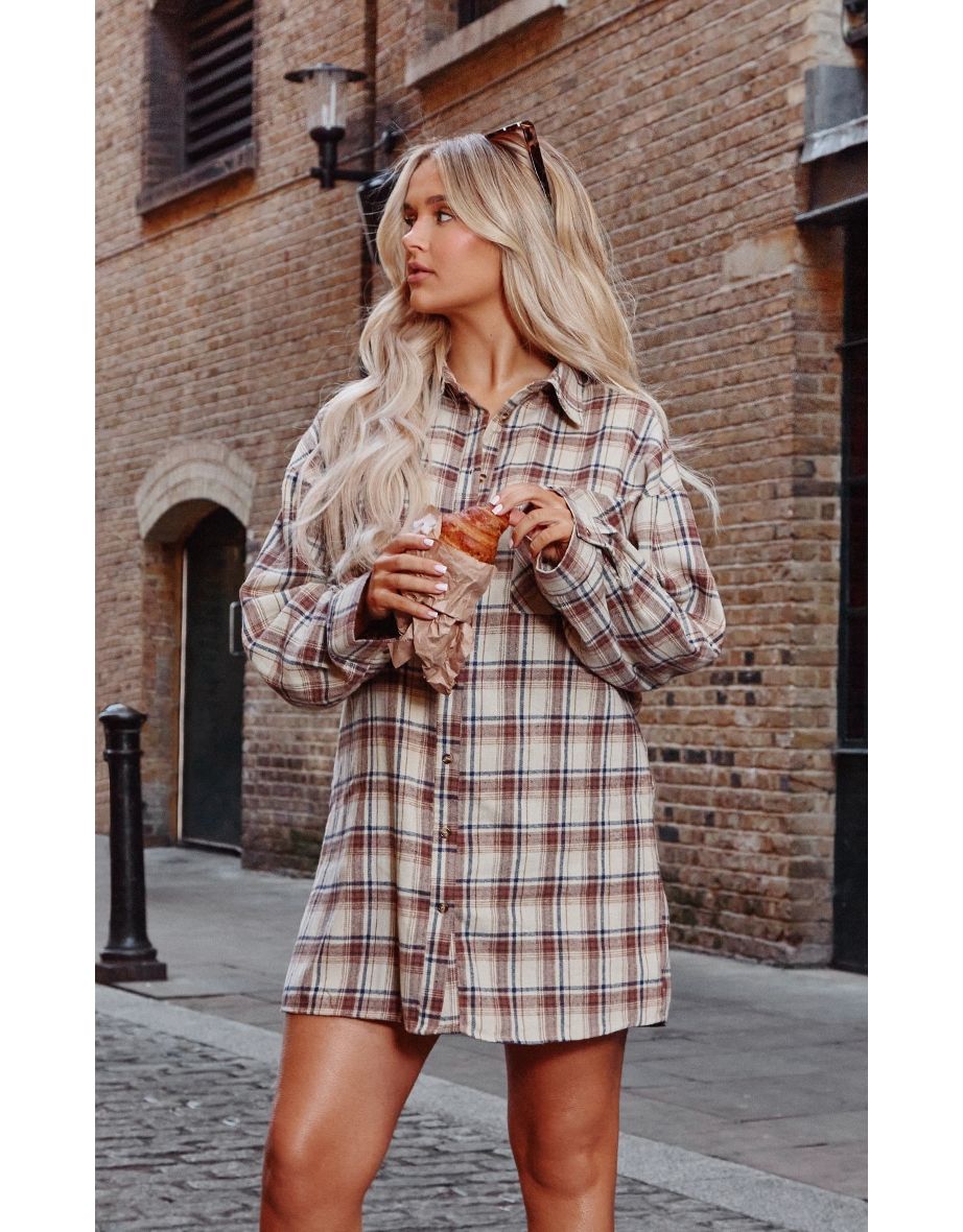 Oversized checked best sale shirt dress