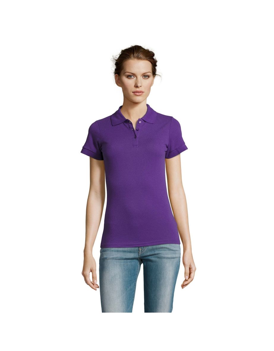 SOLs Womens/Ladies Prime Pique Polo Shirt - Dark Purple - 2