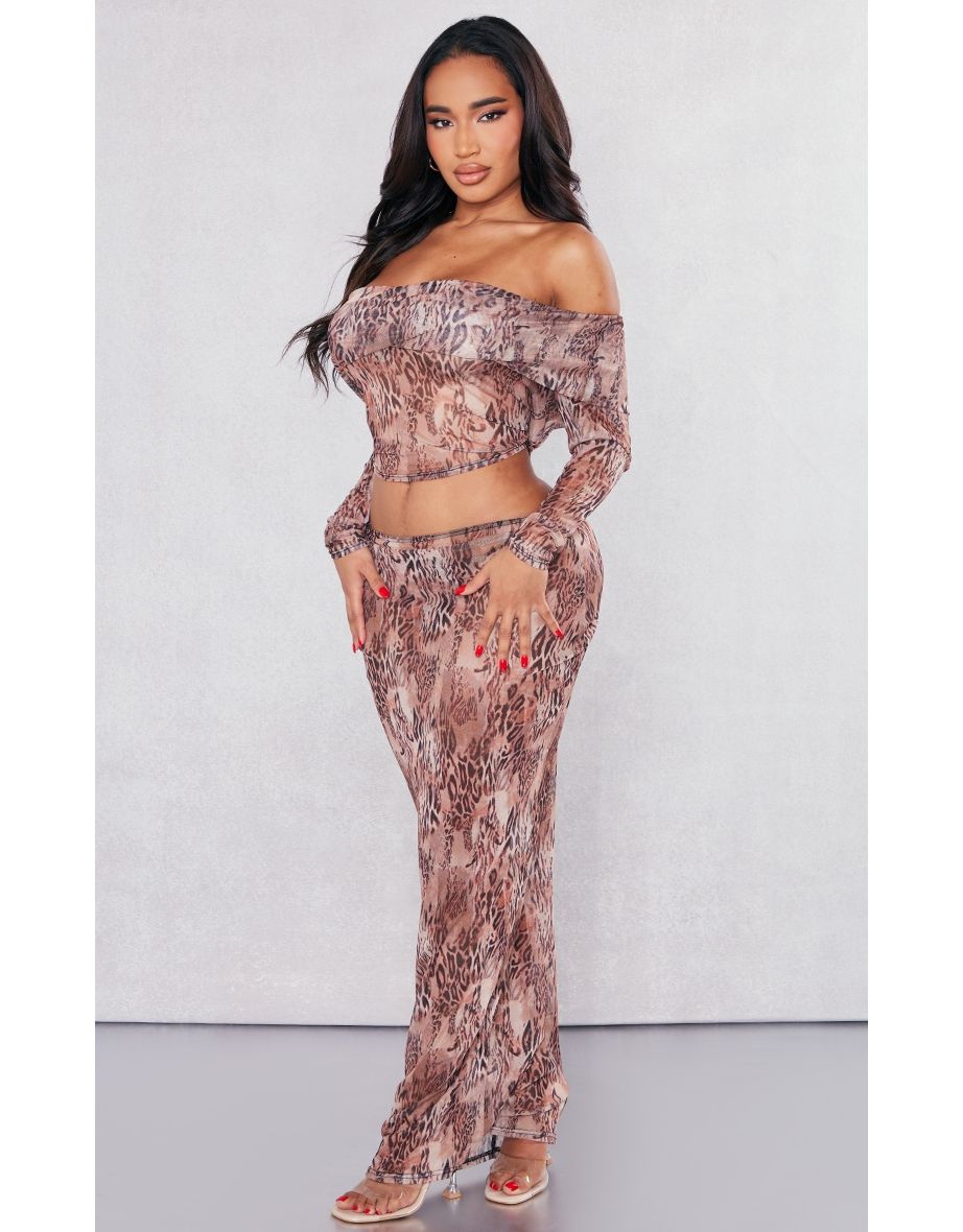 Mesh leopard hotsell maxi skirt