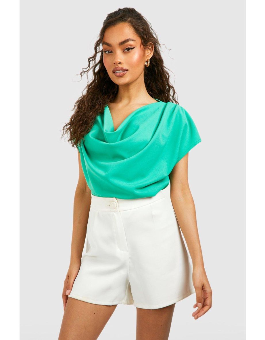 Crepe Cowl Neck Blouse - bright green