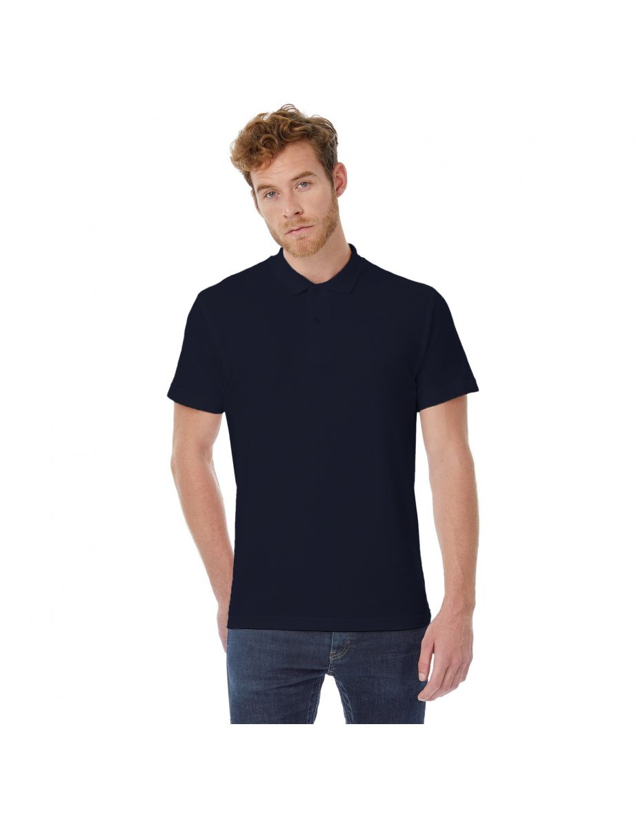 B&C ID.001 Mens Short Sleeve Polo Shirt - Navy Blue - 2