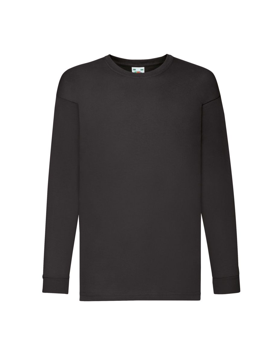 Fruit of the Loom Childrens/Kids Valueweight Plain Long-Sleeved T-Shirt - Black