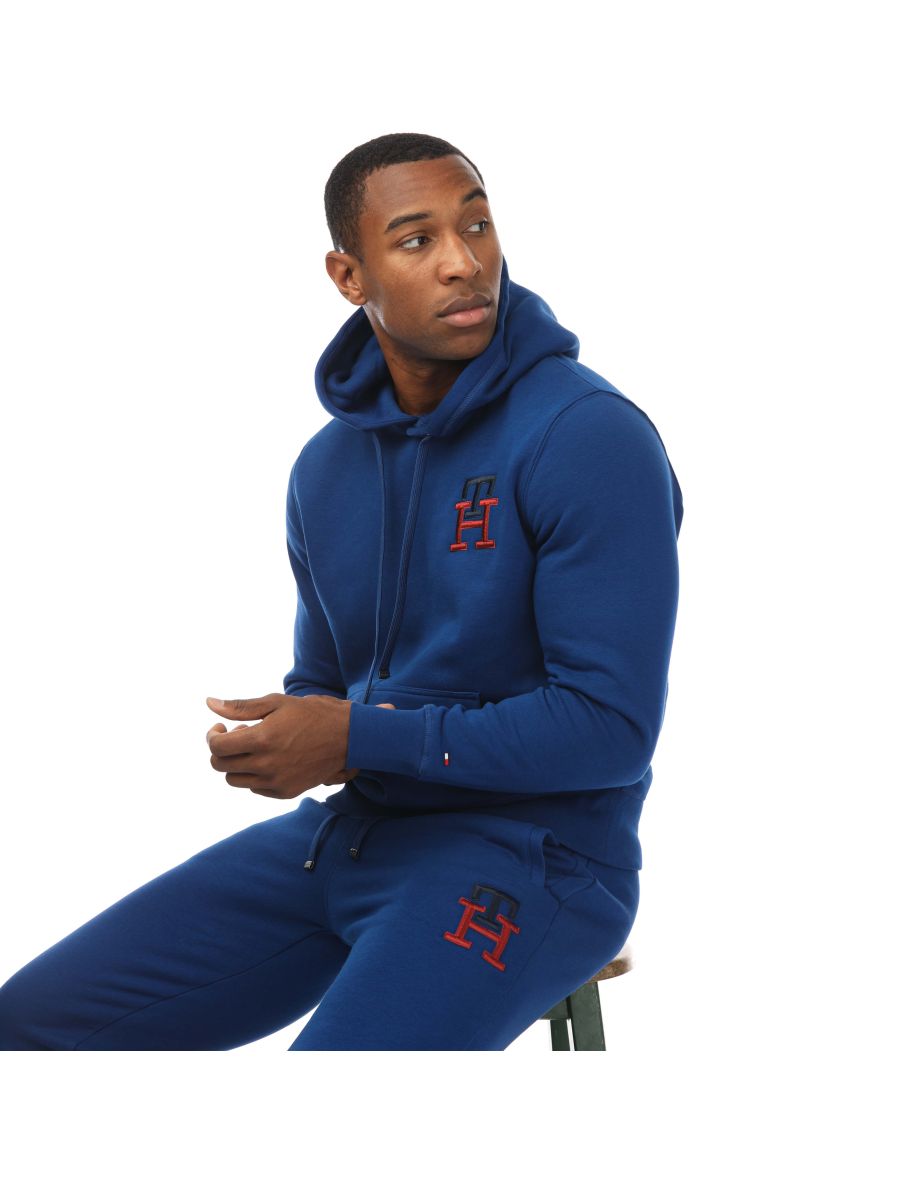 Men's Tommy Hilfiger Essential Monogram Hoody in Blue - 3
