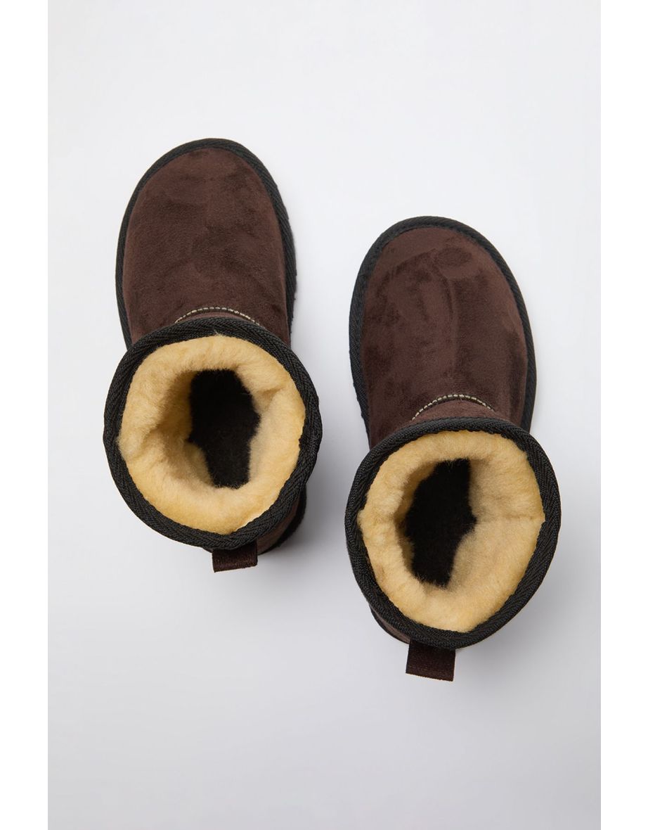 Dark Brown Flatform Heeled Women's Boots - 4
