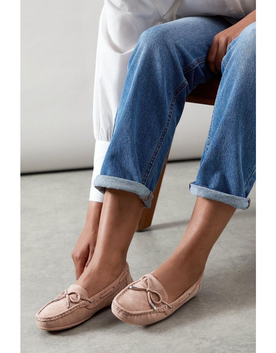 Good For The Sole: Caemille Faux Suede Comfort Sock Flexi Sole Moccasin Flat Shoes
