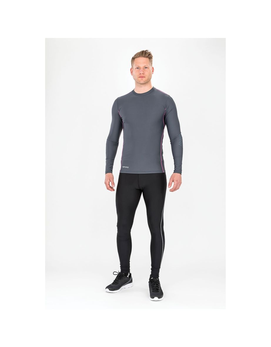 Spiro Mens Bodyfit Sports Performance Base Layer Leggings - Black