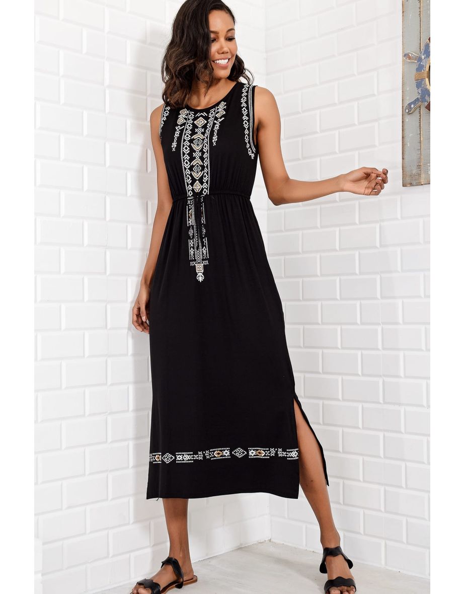 Black A-Line Midaxi Smock Dress