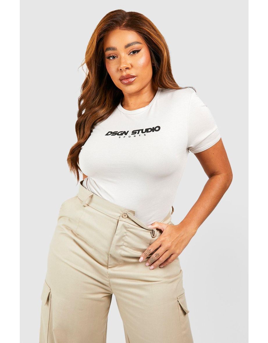 Plus Dsgn Studio Logo Fitted T-shirt - taupe