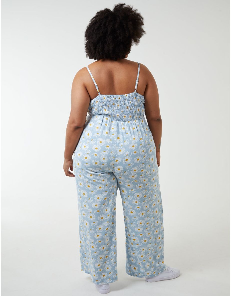 Curve Daisy Print Tie Front Jumpsuit - 4