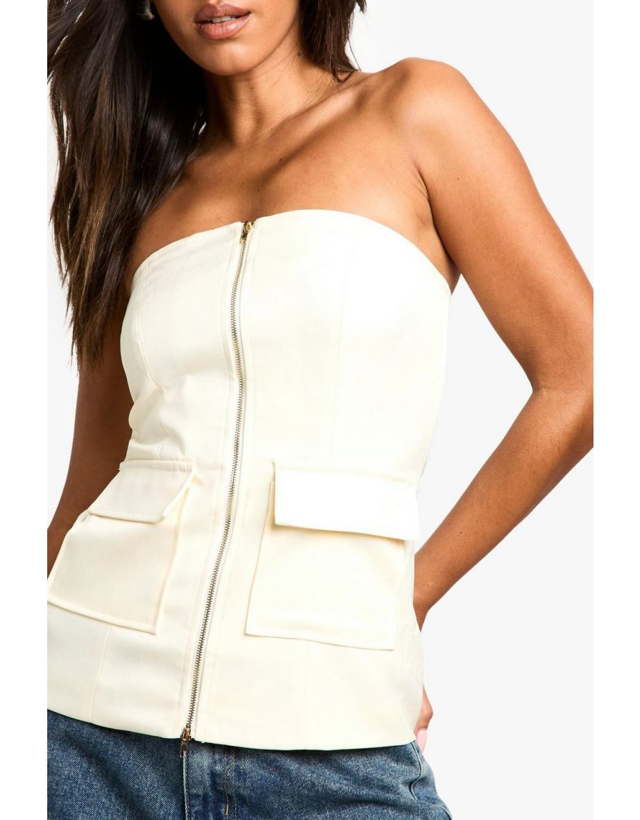 Longline Zip Front Tailored Bandeau Top - 3
