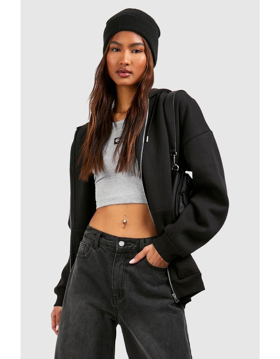 Tall Basic Zip Through Hoodie - black