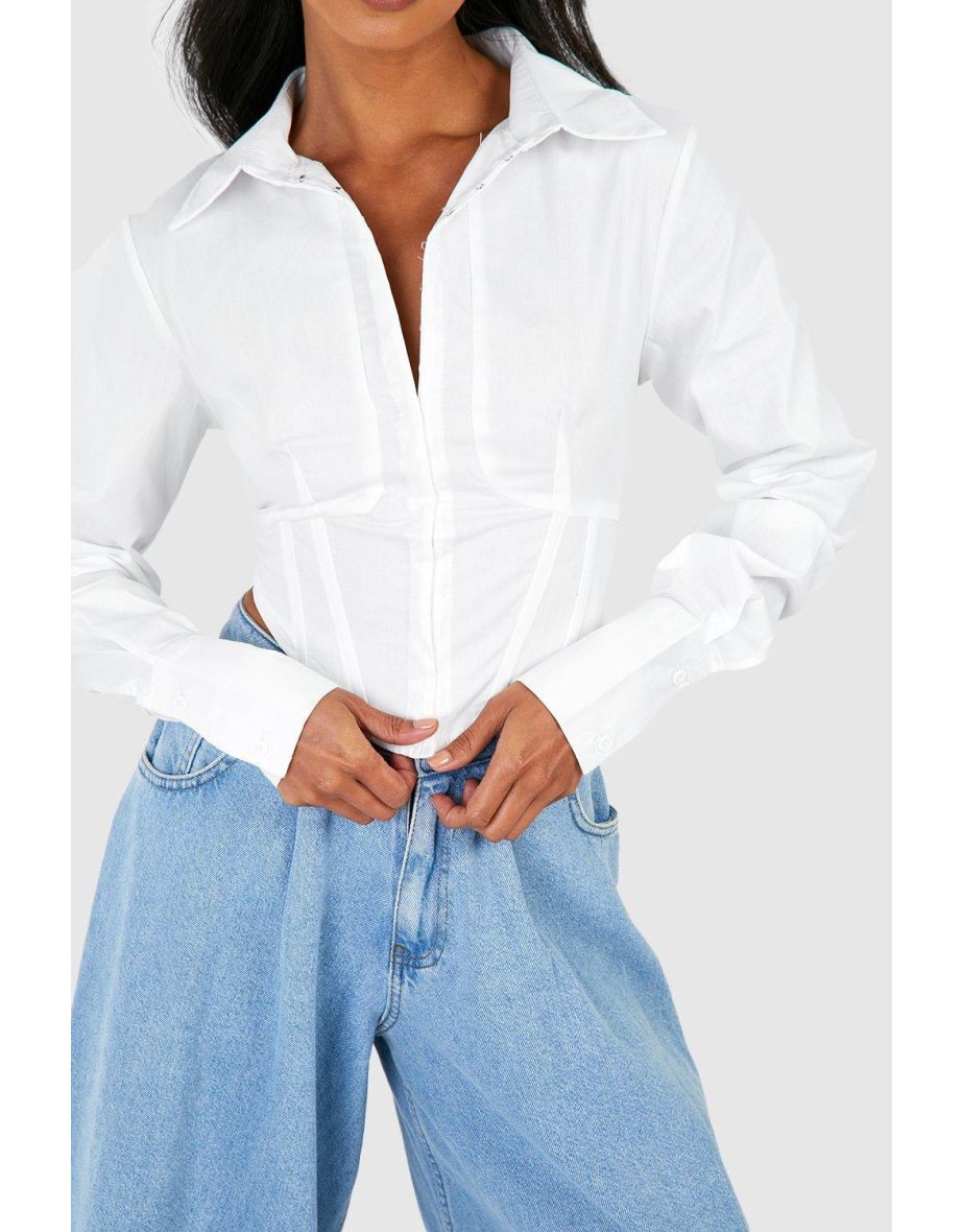 Corset Style Shirt - white - 3